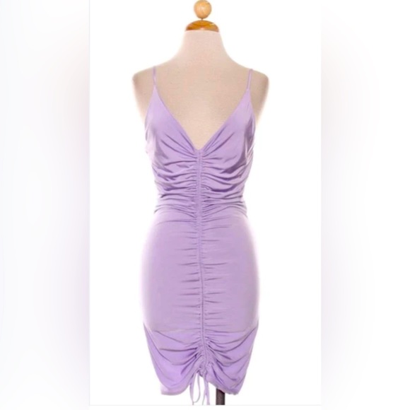 LAVENDER RUCHED DRESS MINI - Picture 1 of 2